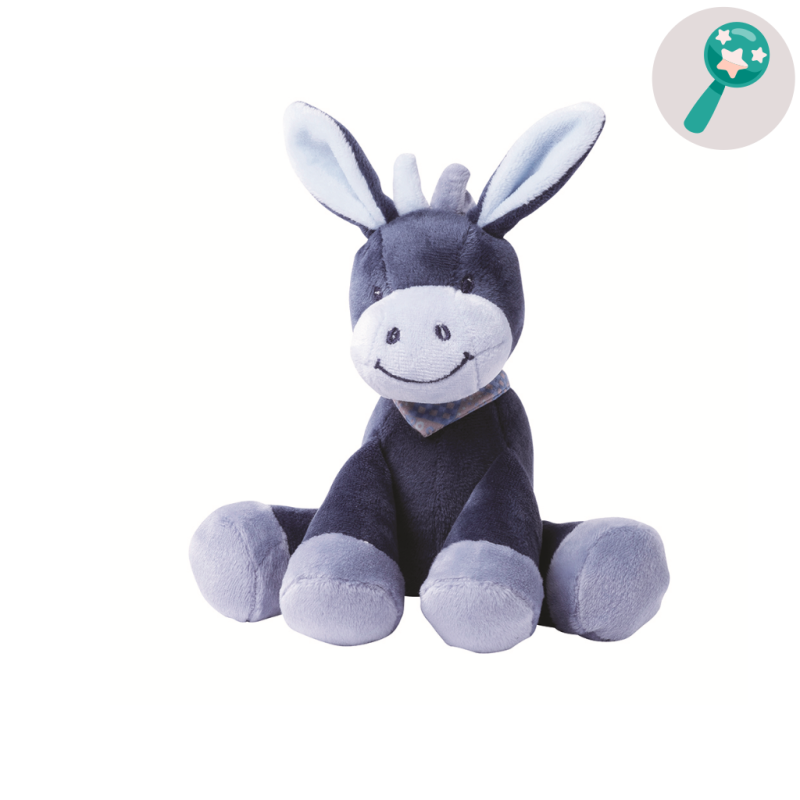  alex and bibou soft toy donkey bleu 